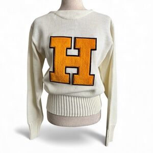 Vintage Harvard Letterman Cream Sweater